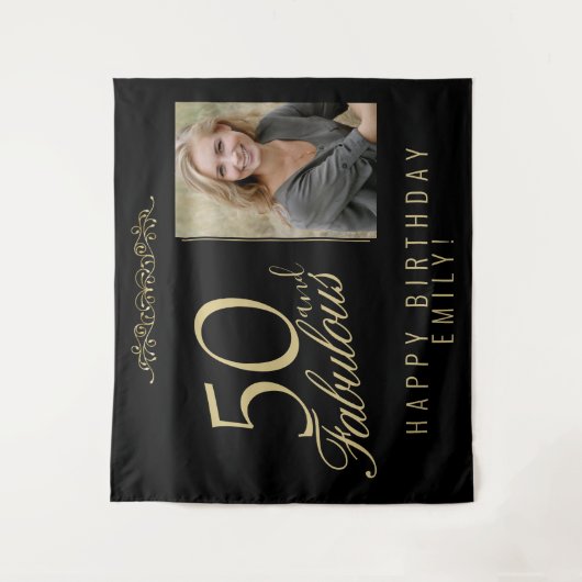 50と素晴らしい50番目の誕生日写真の背景 タペストリー (正面)