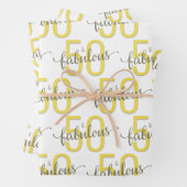 50と素晴らしい50番目の誕生日金ゴールドグレー ラッピングペーパーシート (インサイチュ)