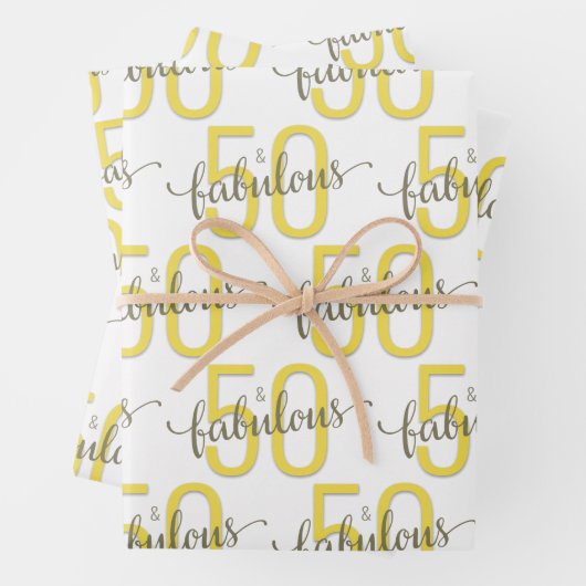 50と素晴らしい50番目の誕生日金ゴールドグレー ラッピングペーパーシート (インサイチュ)