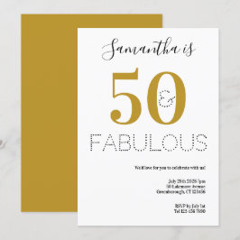 50と素晴らしい50番目の誕生日金ゴールドパーティー 招待状