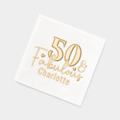 50と素晴らしい50番目の誕生日 パーソナライズされた 箔ナプキン (左)