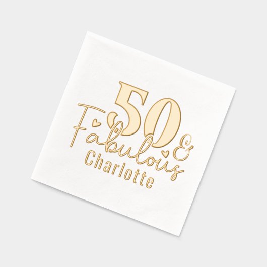 50と素晴らしい50番目の誕生日 パーソナライズされた 箔ナプキン (左)