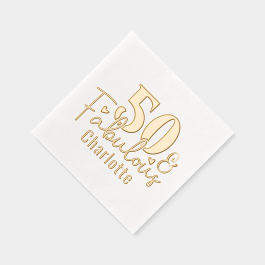 50と素晴らしい50番目の誕生日 パーソナライズされた 箔ナプキン (右)