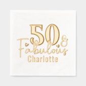 50と素晴らしい50番目の誕生日 パーソナライズされた 箔ナプキン (正面)