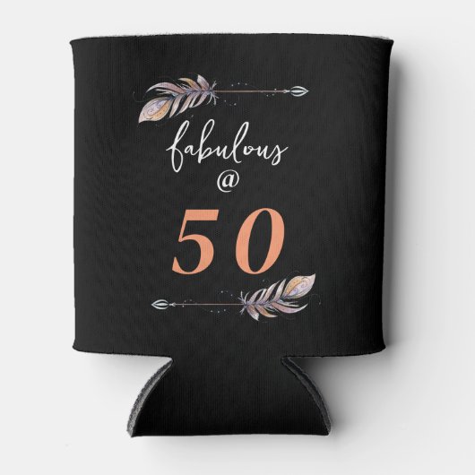 50と素晴らしい50誕生日オレンジボホアローズ 缶クーラー (正面)