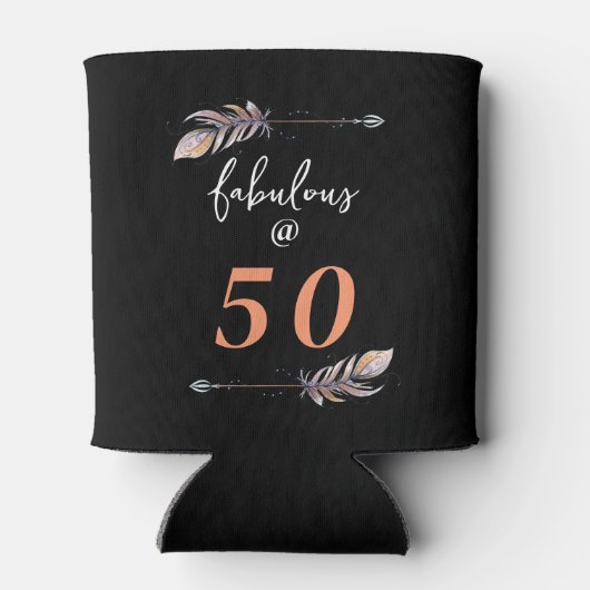 50と素晴らしい50誕生日オレンジボホアローズ 缶クーラー (裏面)