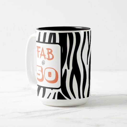 50と素晴らしい50誕生日ブラックタイガーストライプズ ツートーンマグカップ (正面左)