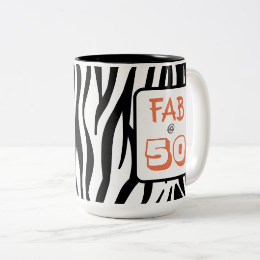 50と素晴らしい50誕生日ブラックタイガーストライプズ ツートーンマグカップ (正面右)