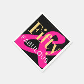 50と素晴らしい50誕生日ブラック金ゴールドピンク スタンダードカクテルナプキン (角)