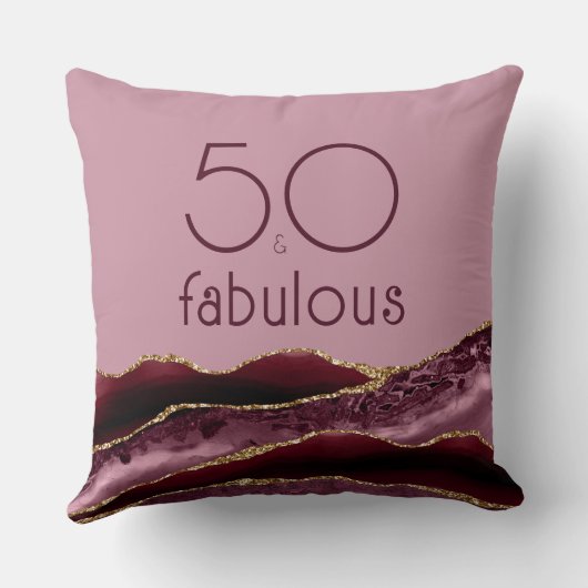 50と素晴らしい50誕生日ブルゴーニュPink Agate クッション (裏面)