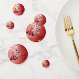 50と素晴らしい50誕生日赤金ゴールド輝 コンフェッティ