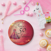 50と素晴らしい50誕生日赤金ゴールド輝 ペーパープレート (パーティー)