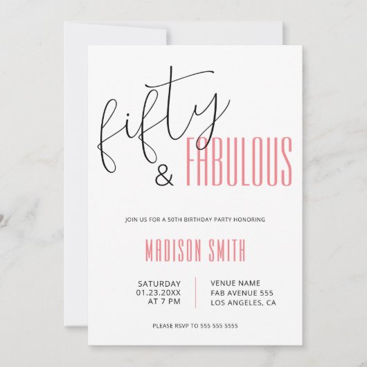 50と素晴らしい50誕生日 招待状 (正面)