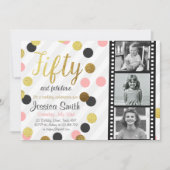 50と素晴らしい50金ゴールドグリッター誕生日招待状 招待状 (正面)