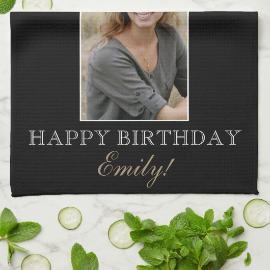 50と素晴らしい50thエレガント誕生日写真 キッチンタオル (折り畳み)