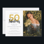 50と素晴らしい50thフォトバースデーパーティー 招待状<br><div class="desc">50祝歳の誕生日パーティーの招待で独占的の画期的な出来事。このカードはエレガント、スタイルと洗練された半世紀を誇るように設計された誕生日の少女の写真を備えている。あなたは親密な集まりや盛大なパーティーを計画する場合も、50歳の誕生日パーティーの招待状は救済、この重要な大事な行事に最適なトーンを設定し、ゲストが招待を受けた瞬間から最後のトーストまで感じ、その日の暖かさと意義を保証する。金ゴールドエレガントと黒50モダン歳の誕生日パーティーの写真の招待が可能カスタマイズです。タイポグラフィ「50とFabulous」はフォントとモダンを用いて設人気がある定する。「パーソナライズ」ボタンを使用して、サンプル画像を自分の写真に置き換える</div>