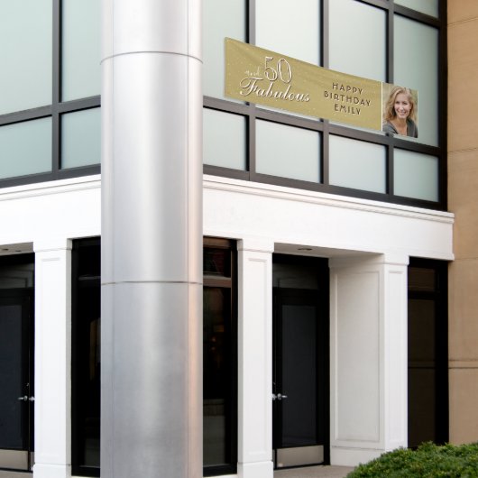 50と素晴らしい50thモダン誕生日写真 横断幕 (ビルの外側)