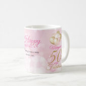 50と素晴らしい50th誕生日グリッターバルーン コーヒーマグカップ (正面右)
