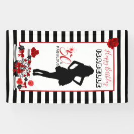 50と素晴らしい50th誕生日ストライプパーティーバナー 横断幕