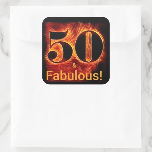 50と素晴らしい50th誕生日バイクもしくは自転車に乗る人炎 スクエアシール (バッグ)