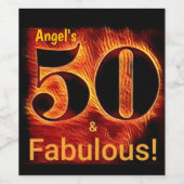 50と素晴らしい50th誕生日バイクもしくは自転車に乗る人炎 ワインラベル (シングルラベル)