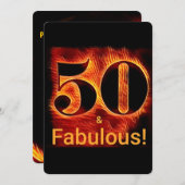 50と素晴らしい50th誕生日バイクもしくは自転車に乗る人炎 招待状 (正面/裏面)