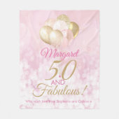 50と素晴らしい50th誕生日バルーン フリースブランケット (正面)