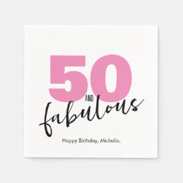 50と素晴らしい50th誕生日パーティピンク スタンダードカクテルナプキン