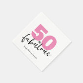 50と素晴らしい50th誕生日パーティピンク スタンダードカクテルナプキン (角)