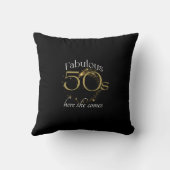 50と素晴らしい50th誕生日パーティブラックと金ゴールド クッション (裏面)
