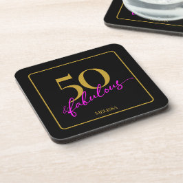 50と素晴らしい50th誕生日パーティブラックと金ゴールド コースター