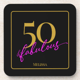 50と素晴らしい50th誕生日パーティブラックと金ゴールド コースター