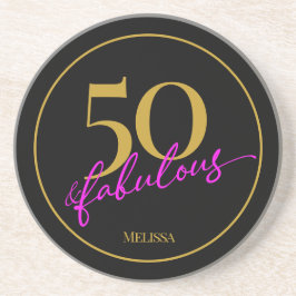 50と素晴らしい50th誕生日パーティブラックと金ゴールド コースター