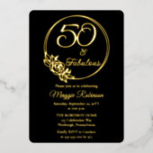 50と素晴らしい50th誕生日パーティーがスタンプ 箔招待状 (正面)