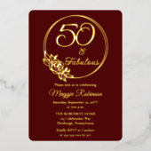 50と素晴らしい50th誕生日パーティーがスタンプ 箔招待状 (正面)