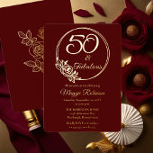 50と素晴らしい50th誕生日パーティーがスタンプ 箔招待状