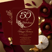 50と素晴らしい50th誕生日パーティーがスタンプ 箔招待状