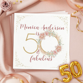 50と素晴らしい50th誕生日パーティーグリッター名 スタンダードカクテルナプキン