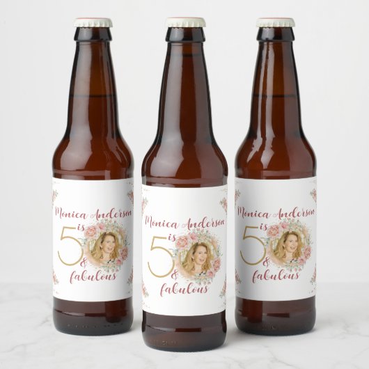 50と素晴らしい50th誕生日パーティーグリッター名 ビールラベル (ボトル)