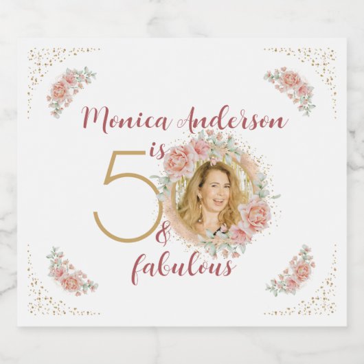 50と素晴らしい50th誕生日パーティーグリッター名 ビールラベル (シングルラベル)