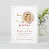 50と素晴らしい50th誕生日パーティーグリッター名 招待状 (スタンド正面)