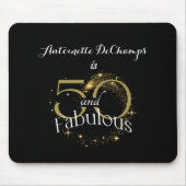 50と素晴らしい50th誕生日パーティー金ゴールドブラック マウスパッド (正面)