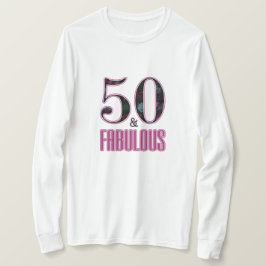 50と素晴らしい50th誕生日ピンクブラックタイポグラフィ tシャツ