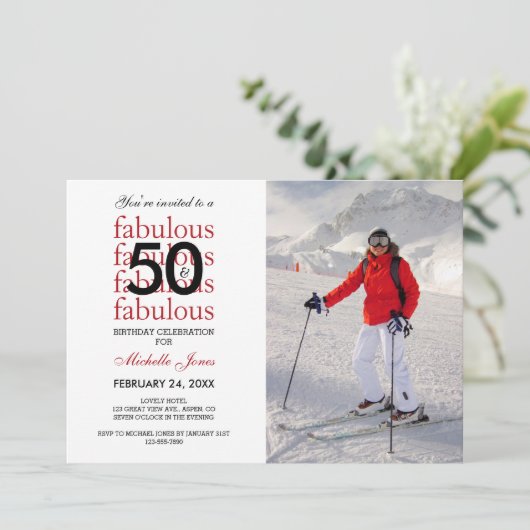 50と素晴らしい50th誕生日フォト招待状 招待状 (スタンド正面)