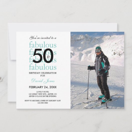 50と素晴らしい50th誕生日フォト招待状 招待状 (正面)