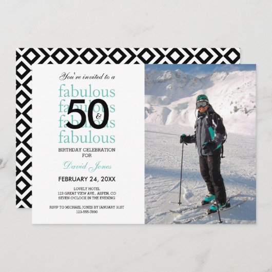 50と素晴らしい50th誕生日フォト招待状 招待状 (正面/裏面)