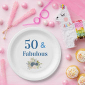 50と素晴らしい50th誕生日ブルー紙プレート ペーパープレート (パーティー)