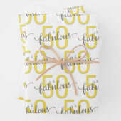 50と素晴らしい50th誕生日金ゴールドグレーラッピング ラッピングペーパーシート (インサイチュ)