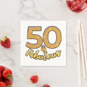 50と素晴らしい50th金ゴールド効果誕生日パーティー スタンダードカクテルナプキン (インサイチュ)