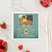 50と素晴らしい |ひまわりグリーン誕生日 スタンダードカクテルナプキン (インサイチュ)